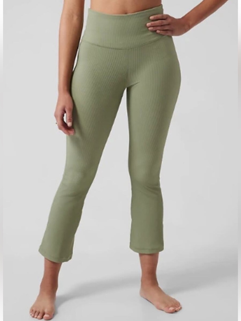 Athleta Elation Rib Crop Flare Leggings- Olive Green - Picture 5 of 5